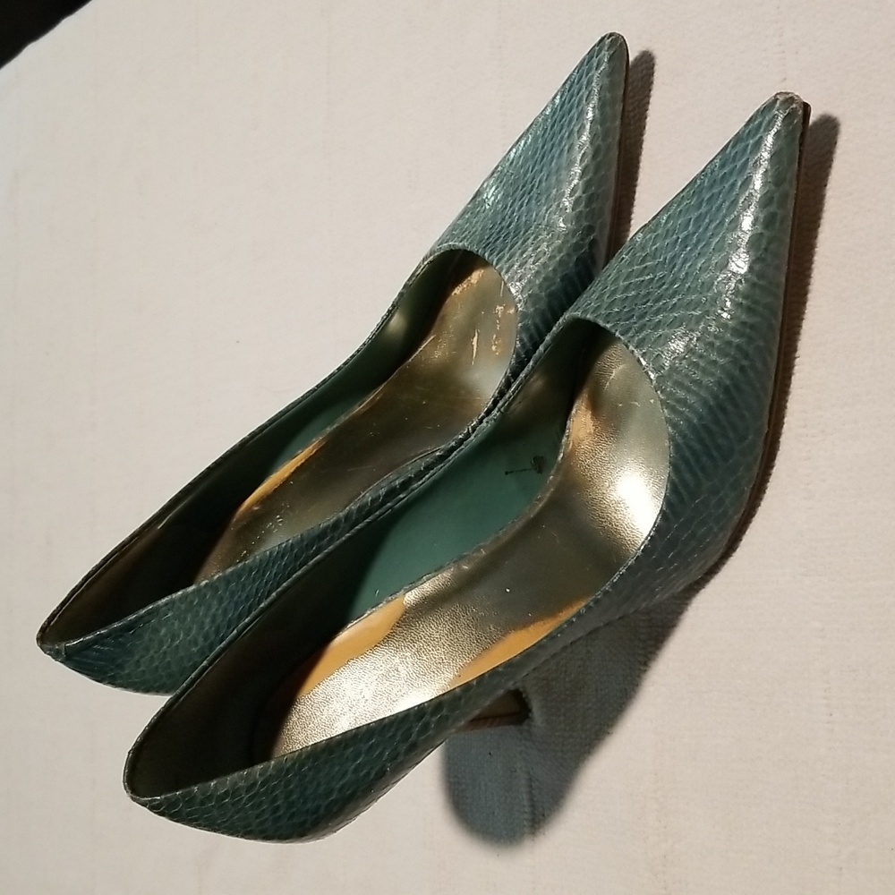 Nine West Teal Green Barbe Pointy Toe Pumps
